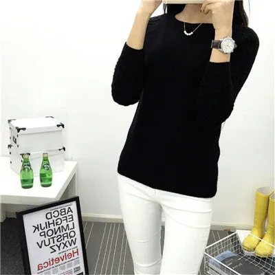 6 Colors Sweaters Women 2016 Hot Sale Winter O-neck Long Sleeve  Pullovers Knitted Sweater Female Warm Tops