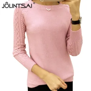 6 Colors Sweaters Women 2016 Hot Sale Winter O-neck Long Sleeve  Pullovers Knitted Sweater Female Warm Tops