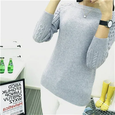 6 Colors Sweaters Women 2016 Hot Sale Winter O-neck Long Sleeve  Pullovers Knitted Sweater Female Warm Tops