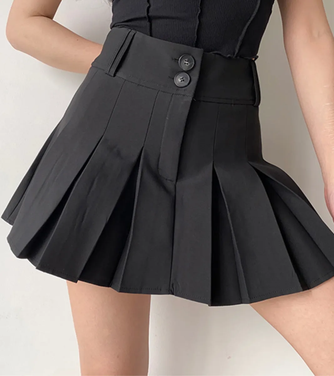 all-match high waist pleated A-line skirt