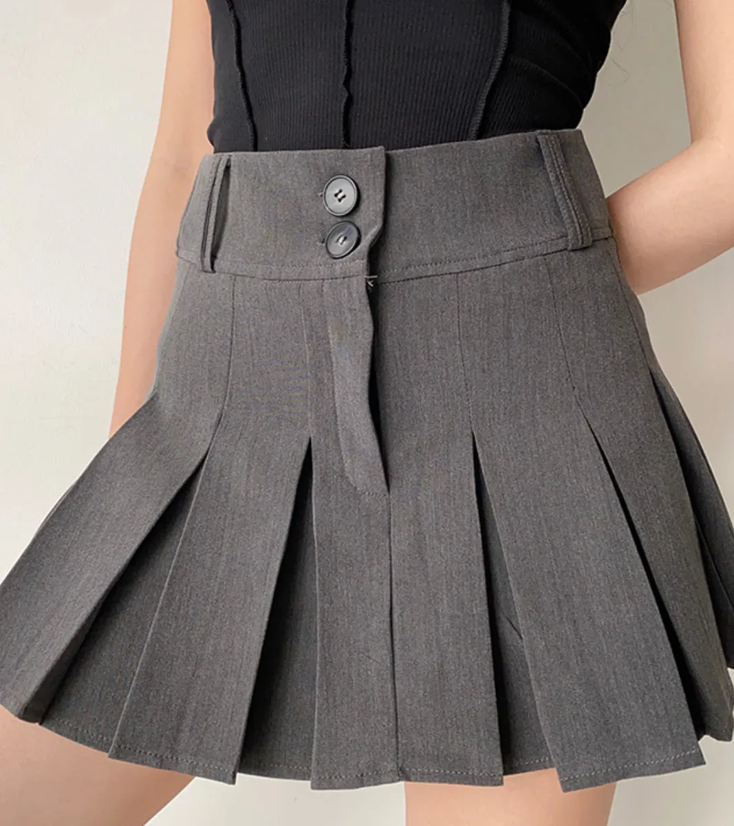 all-match high waist pleated A-line skirt