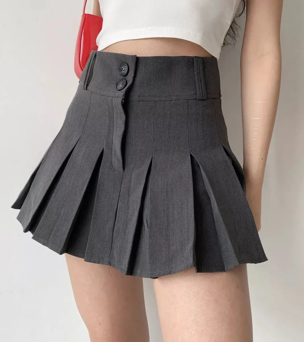 all-match high waist pleated A-line skirt