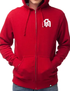 AM Zip-Up Hoodie, Red Heather