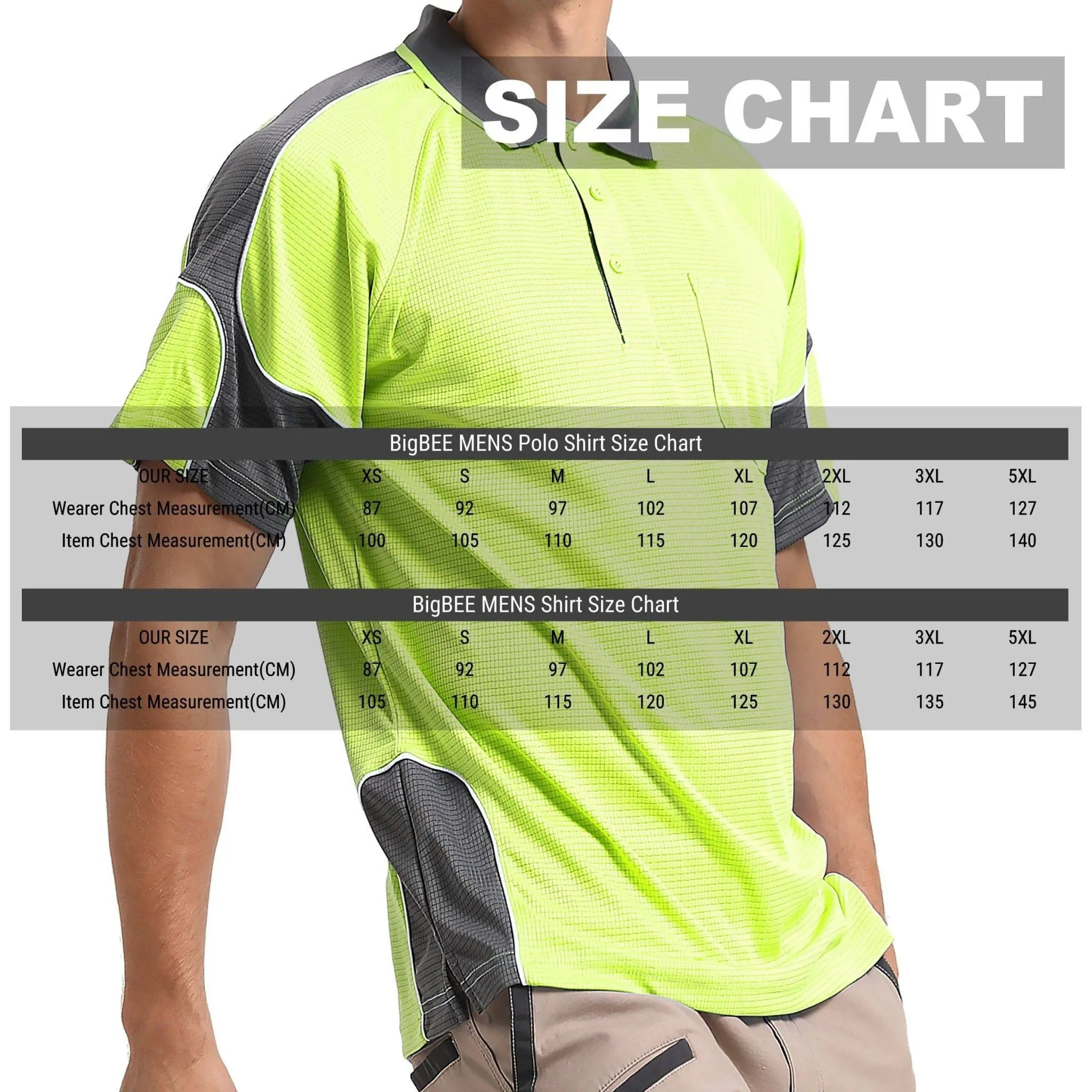 Big Bee PANEL Hi Vis Polo Shirts, Short Sleeve