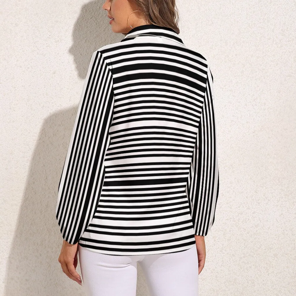 Black Stripe Shit Women, Black and White Blouse, Women's Blouses, Women's Tops, Women's Tops Long Sleeve, Women's Shirts, Plus Size Women