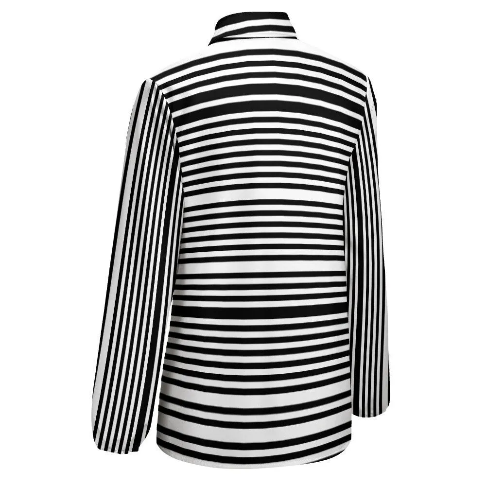 Black Stripe Shit Women, Black and White Blouse, Women's Blouses, Women's Tops, Women's Tops Long Sleeve, Women's Shirts, Plus Size Women