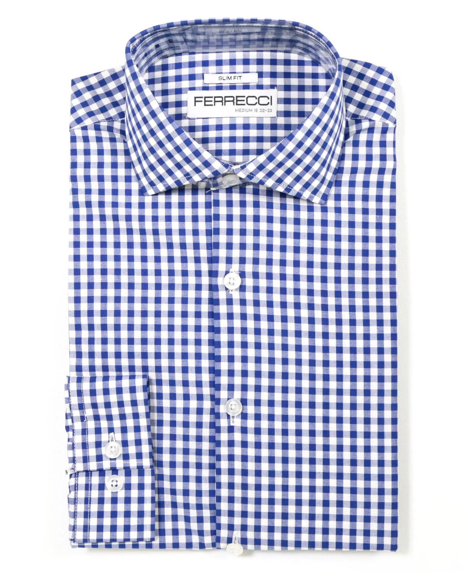 Blue Gingham Check Dress Shirt - Slim Fit