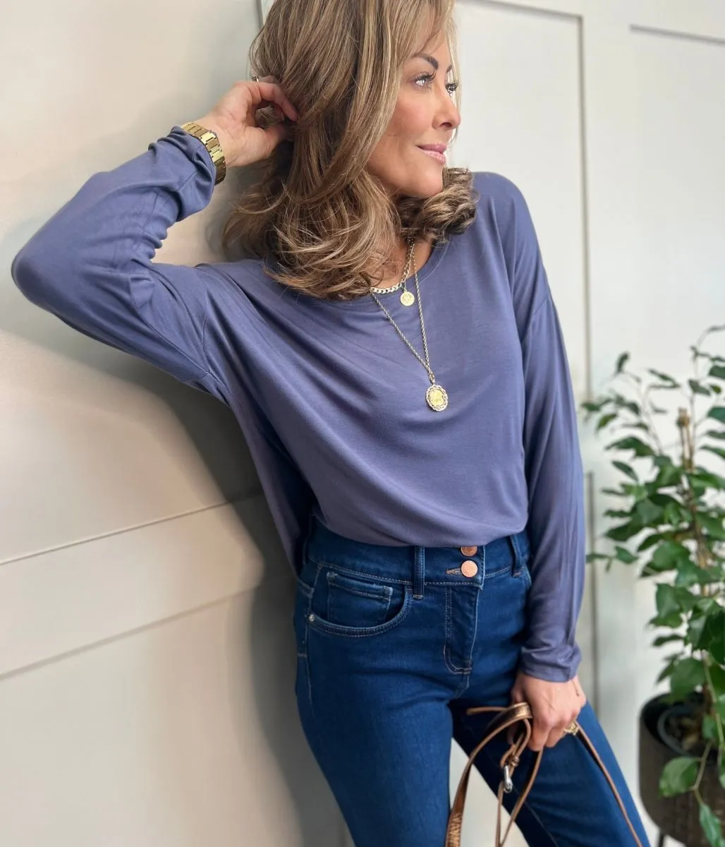 Blue Long Sleeved Relaxed Tee