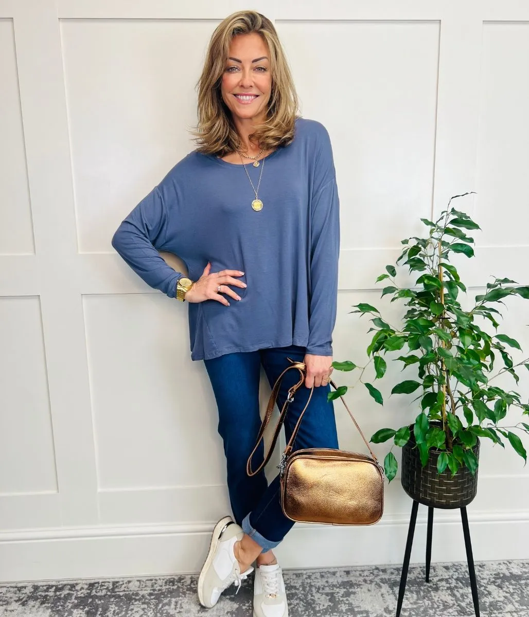 Blue Long Sleeved Relaxed Tee