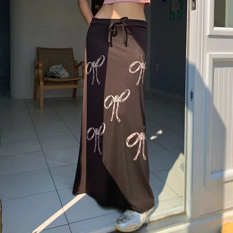 Bow Print Maxi Skirt