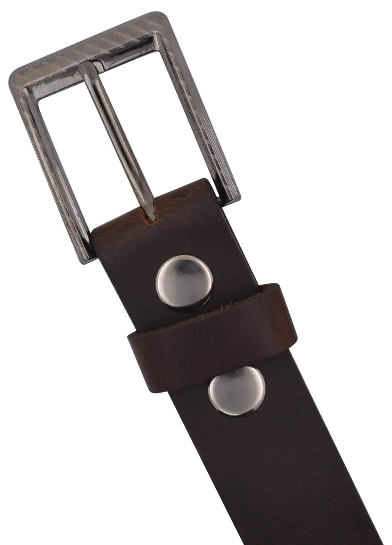 Casual Belt Men's 1.5" Wide Top Grain Genuine Leather Square Silver Buckle by Marshal