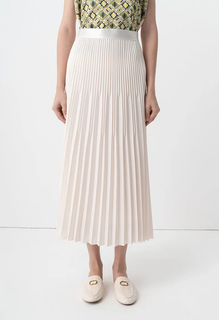 Choice Basic Pleated Flared Skirt Cream