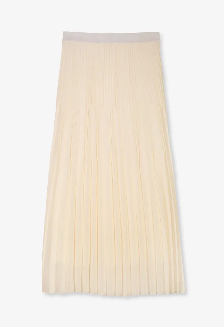 Choice Basic Pleated Flared Skirt Cream