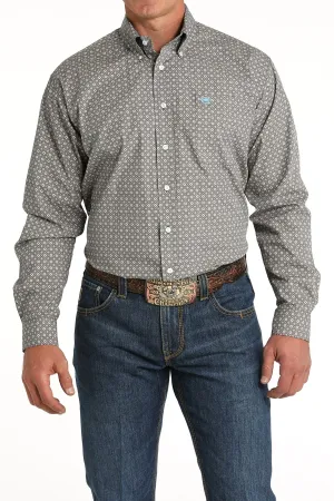 Cinch Mens Classic Medallion Print L/S  Button Down Shirt - Blue - MTW1105790