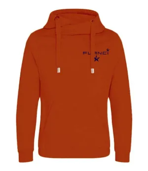 Cross Neck Hoodie | Orange