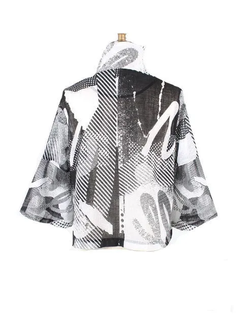 Damee Abstract-Print Short Button Front Jacket - 4893 - Sizes L & XXL