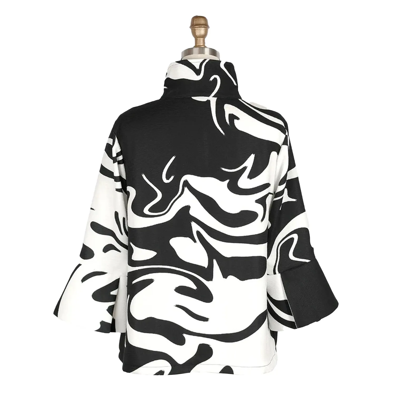 Damee NYC Marble Swirl-Print Short Jacket in Black & White - 4938-WT