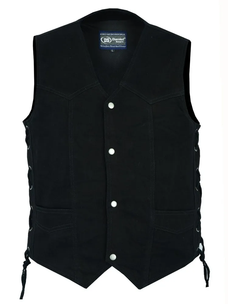 DM911 Men's Traditional Denim Vest with Side Laces