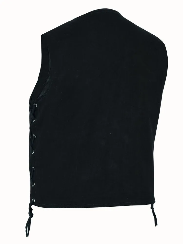 DM911 Men's Traditional Denim Vest with Side Laces