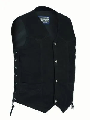 DM911 Men's Traditional Denim Vest with Side Laces