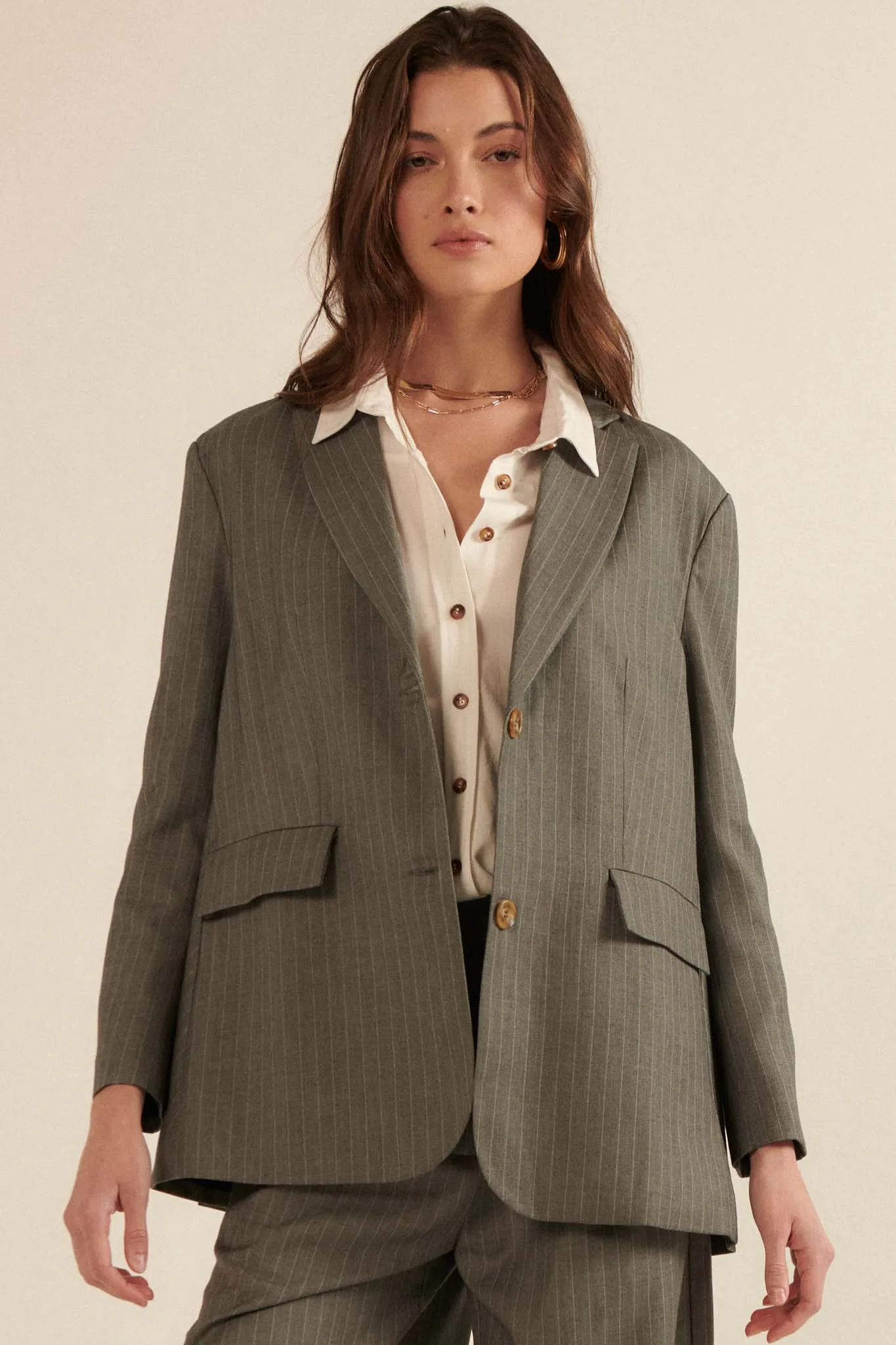 Executive Realness Oversized Pinstripe Blazer