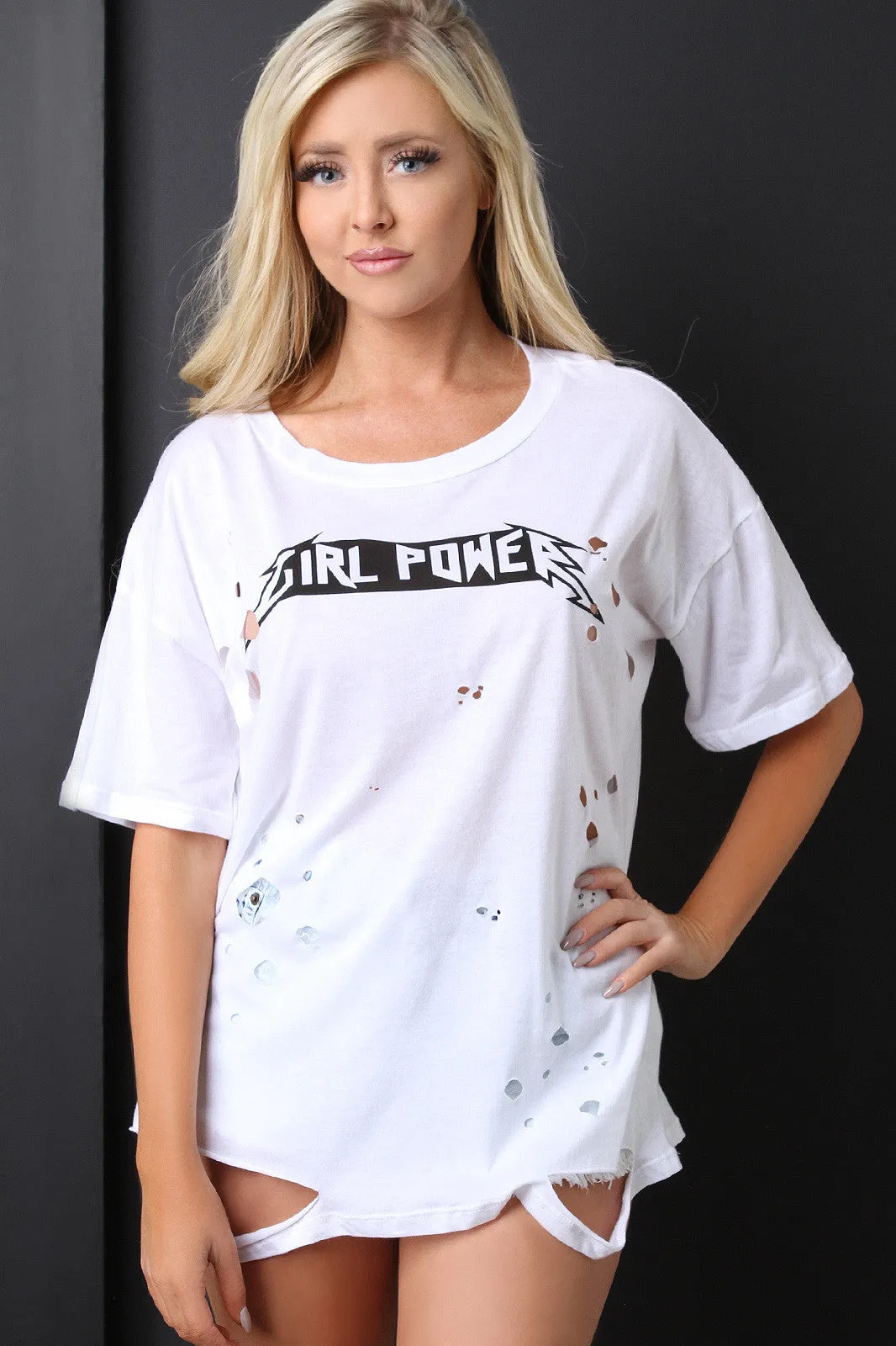 Girl Power Distressed Relaxed Tee