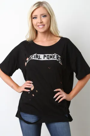 Girl Power Distressed Relaxed Tee