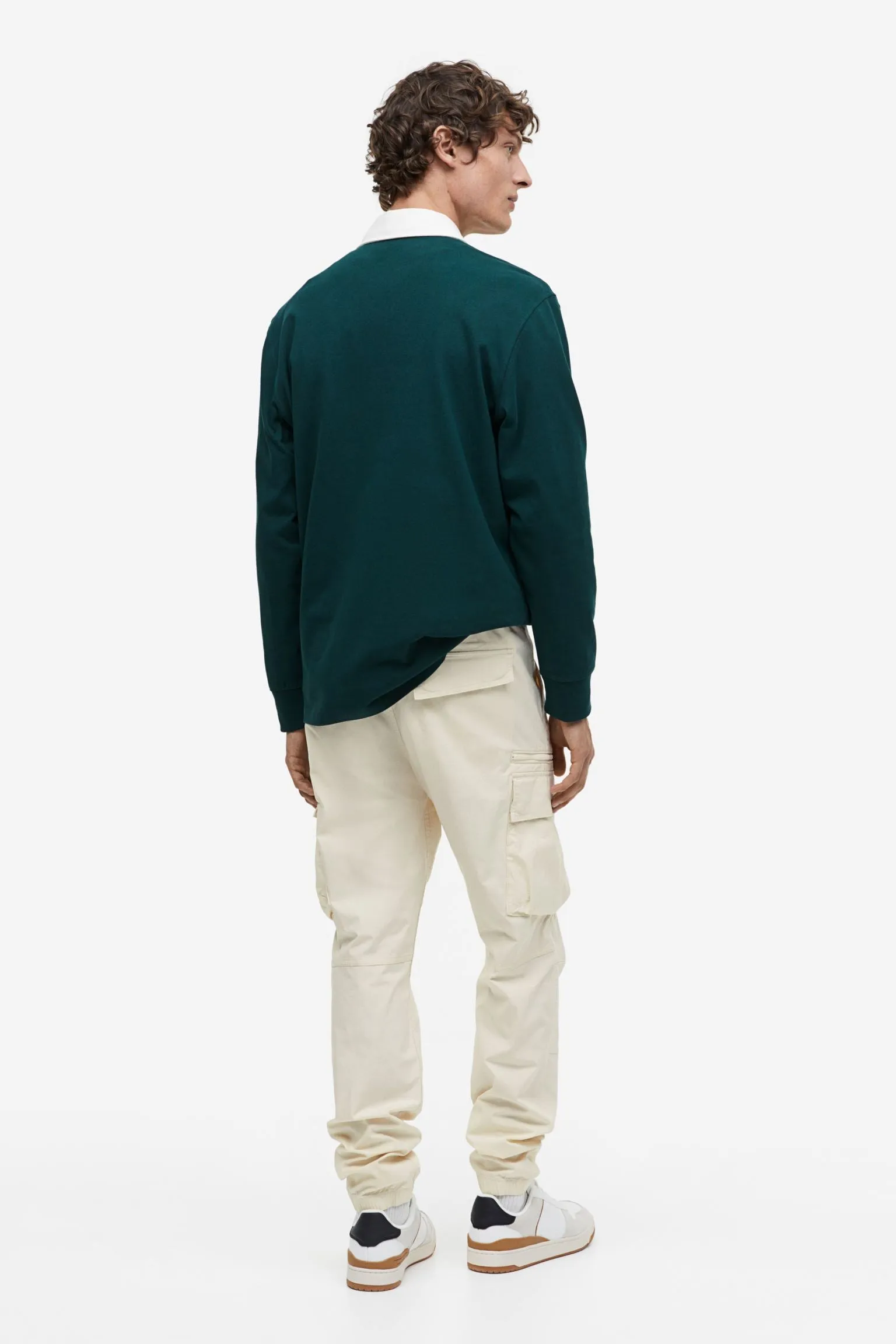 H&M Regular Fit Ripstop Cargo Pants, cream