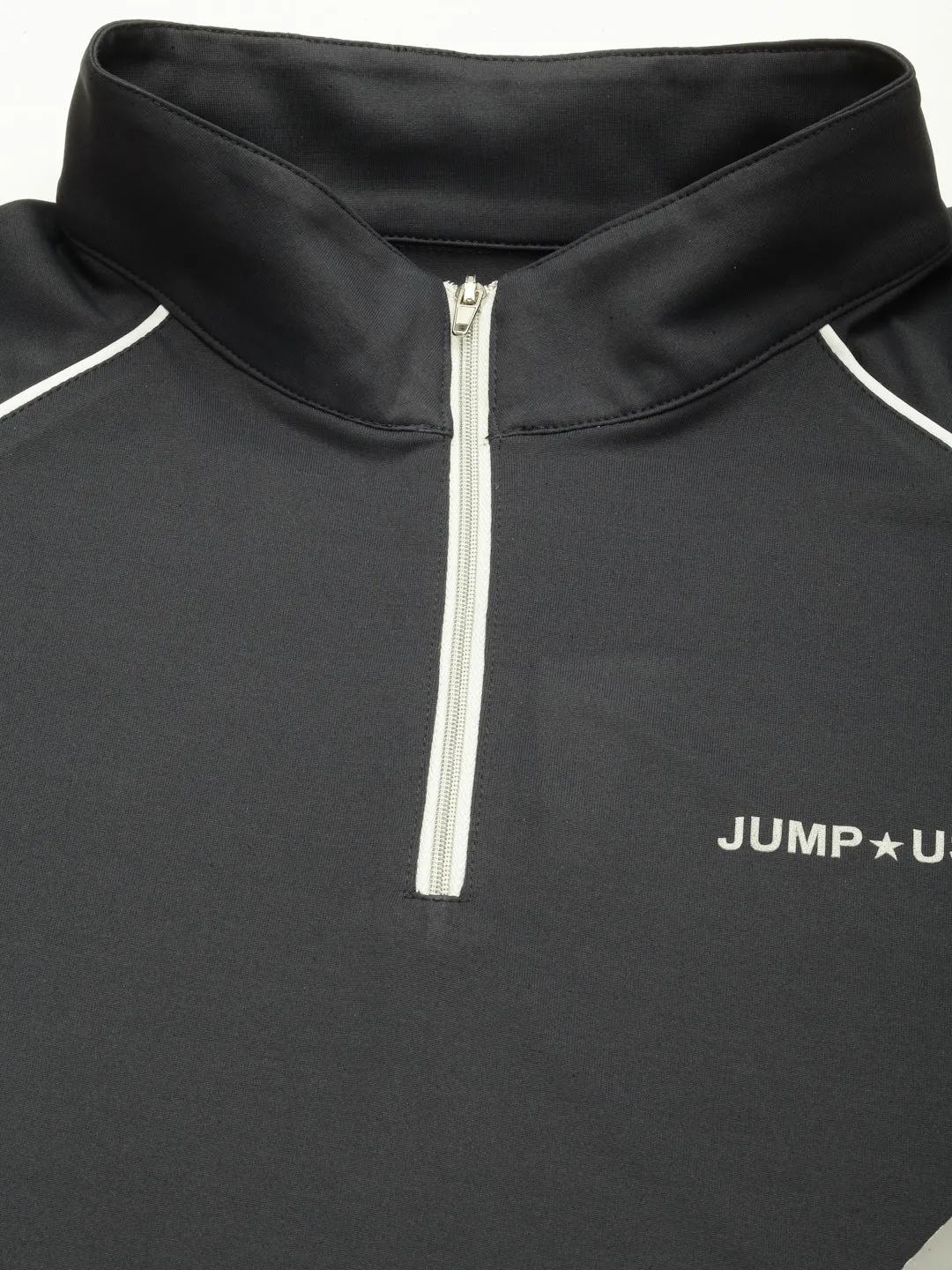 JUMP USA Outdoor Men Cashmere Navy Blue & White Rapid-Dry Solid T-Shirts