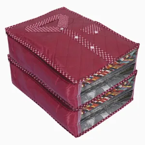 Kuber Industries Dot Print Parachute Shirt Cover/Clothing Organizer/Wardrobe Organizer With Window For Home, Traveling Pack of 2 (Maroon)