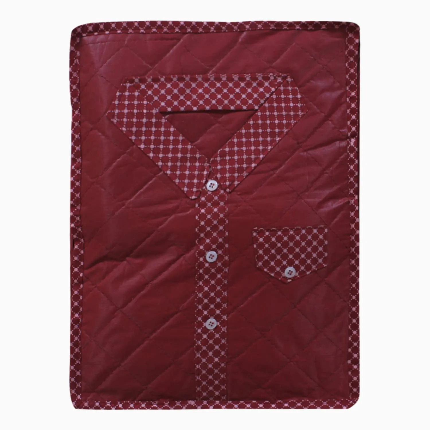 Kuber Industries Dot Print Parachute Shirt Cover/Clothing Organizer/Wardrobe Organizer With Window For Home, Traveling Pack of 2 (Maroon)