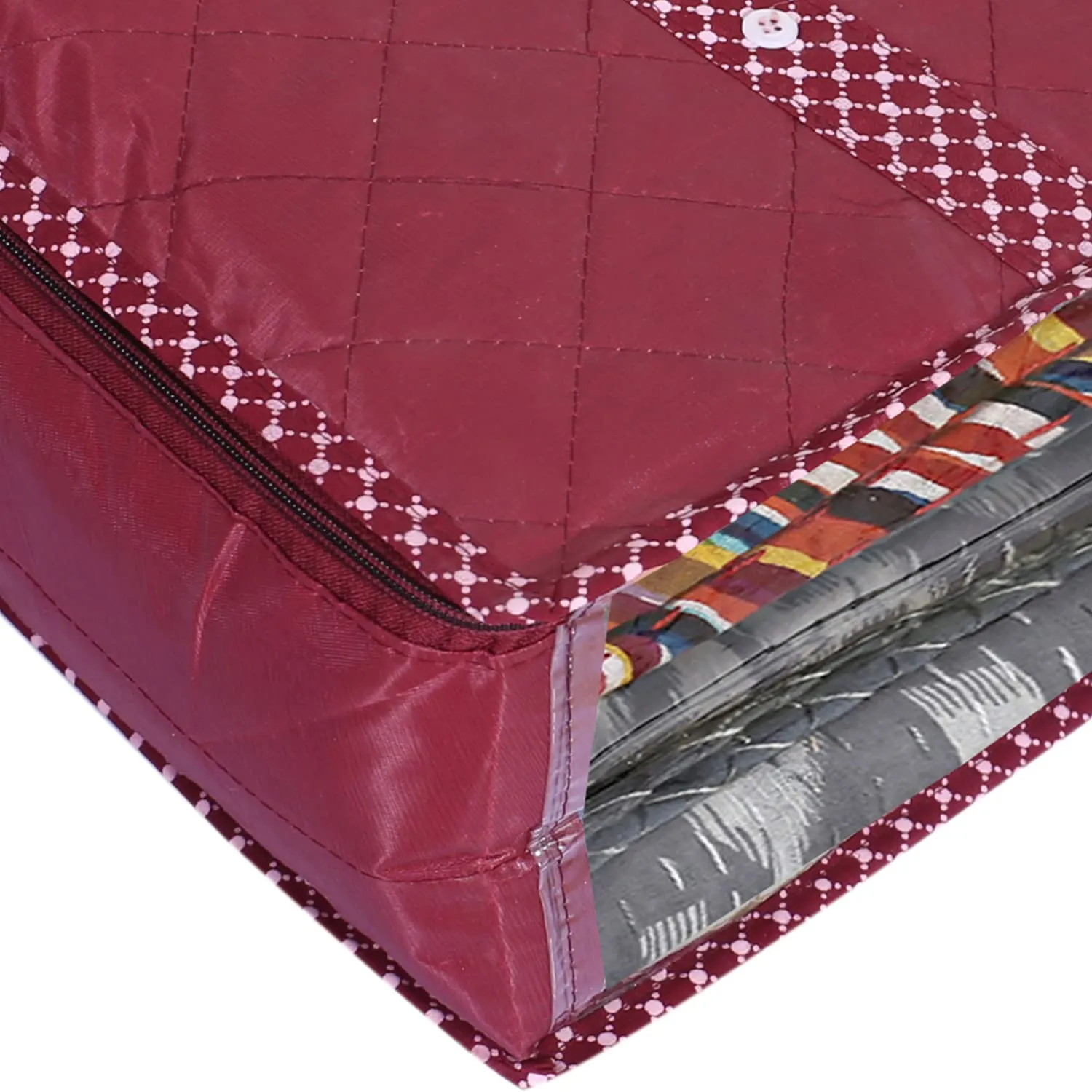 Kuber Industries Dot Print Parachute Shirt Cover/Clothing Organizer/Wardrobe Organizer With Window For Home, Traveling Pack of 2 (Maroon)