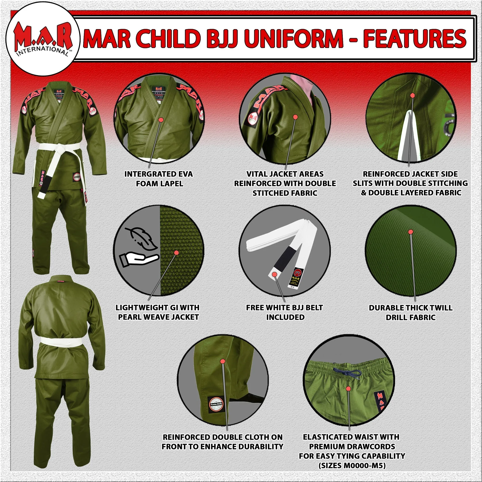 MAR-061E | Olive Green Brazilian Jiu-Jitsu Uniform