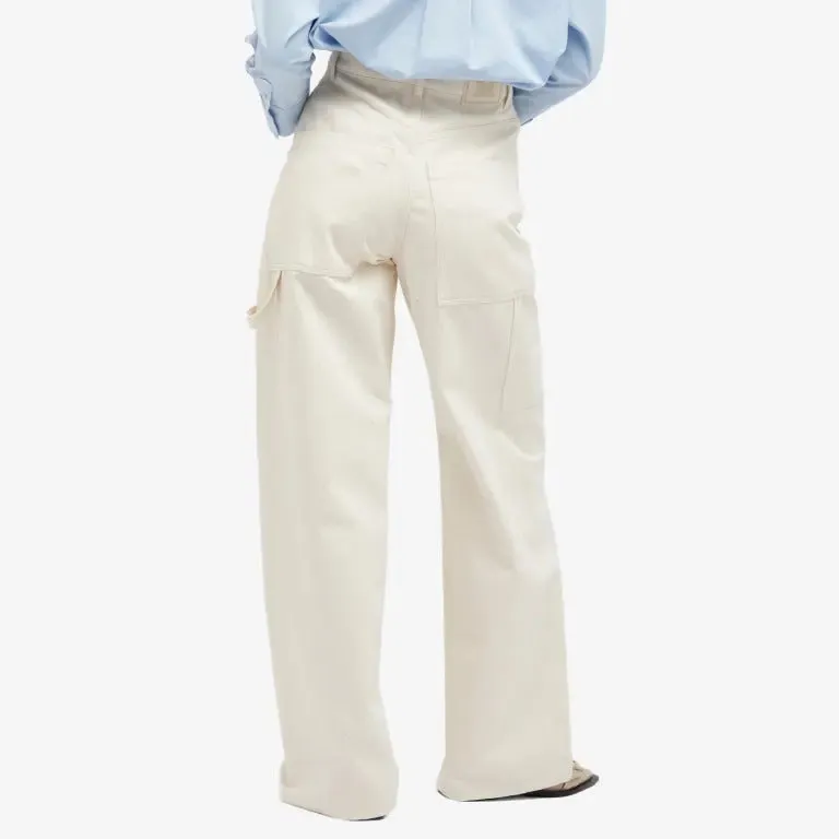 Max Mara Segnale Straigh Leg Carpenter Pants, white