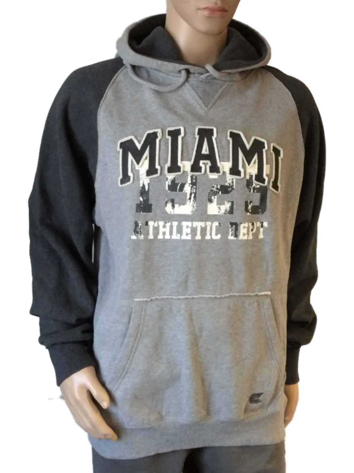 Miami Hurricanes Colosseum Gray Two-Toned LS Drawstring Hoodie Sweatshirt (L)