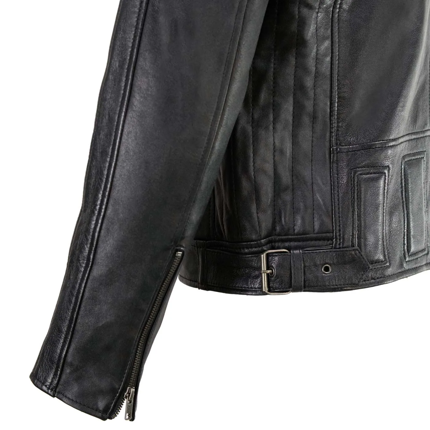 Milwaukee Leather Men's Black Cafe Racer Leather Jacket with Snap Button Collar SFM1835