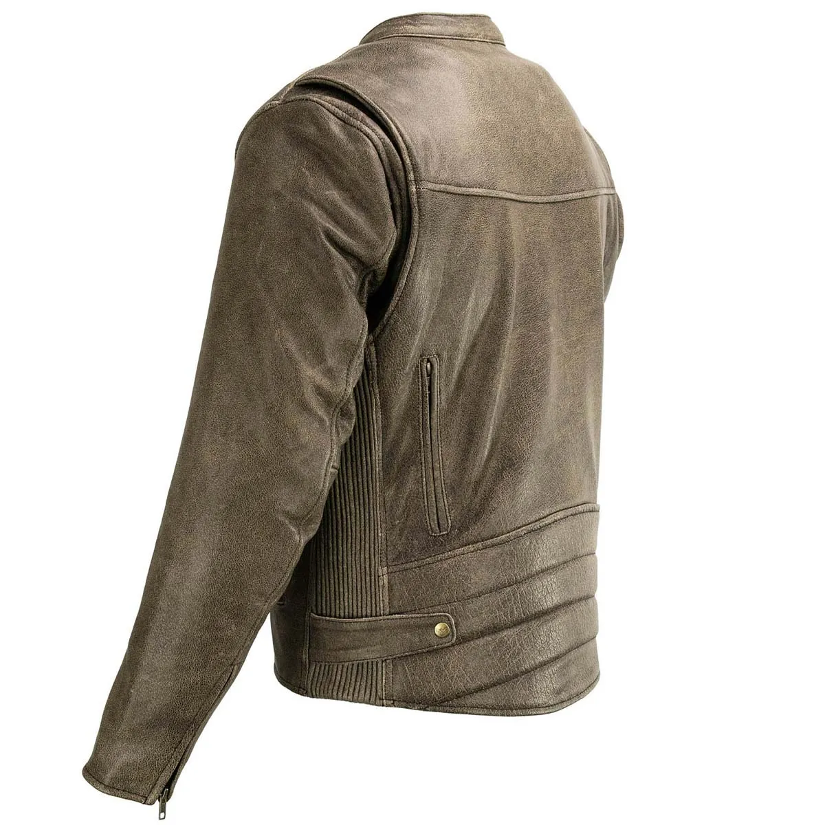 Milwaukee Leather MLM1503 Men's Distressed Brown Racer Motorcycle Vented Leather Rider Jacket