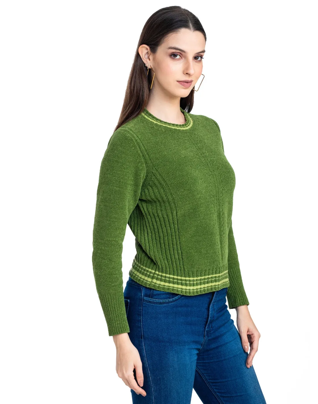 Moda Elementi Knitted sweaters pullover styles Forest Green