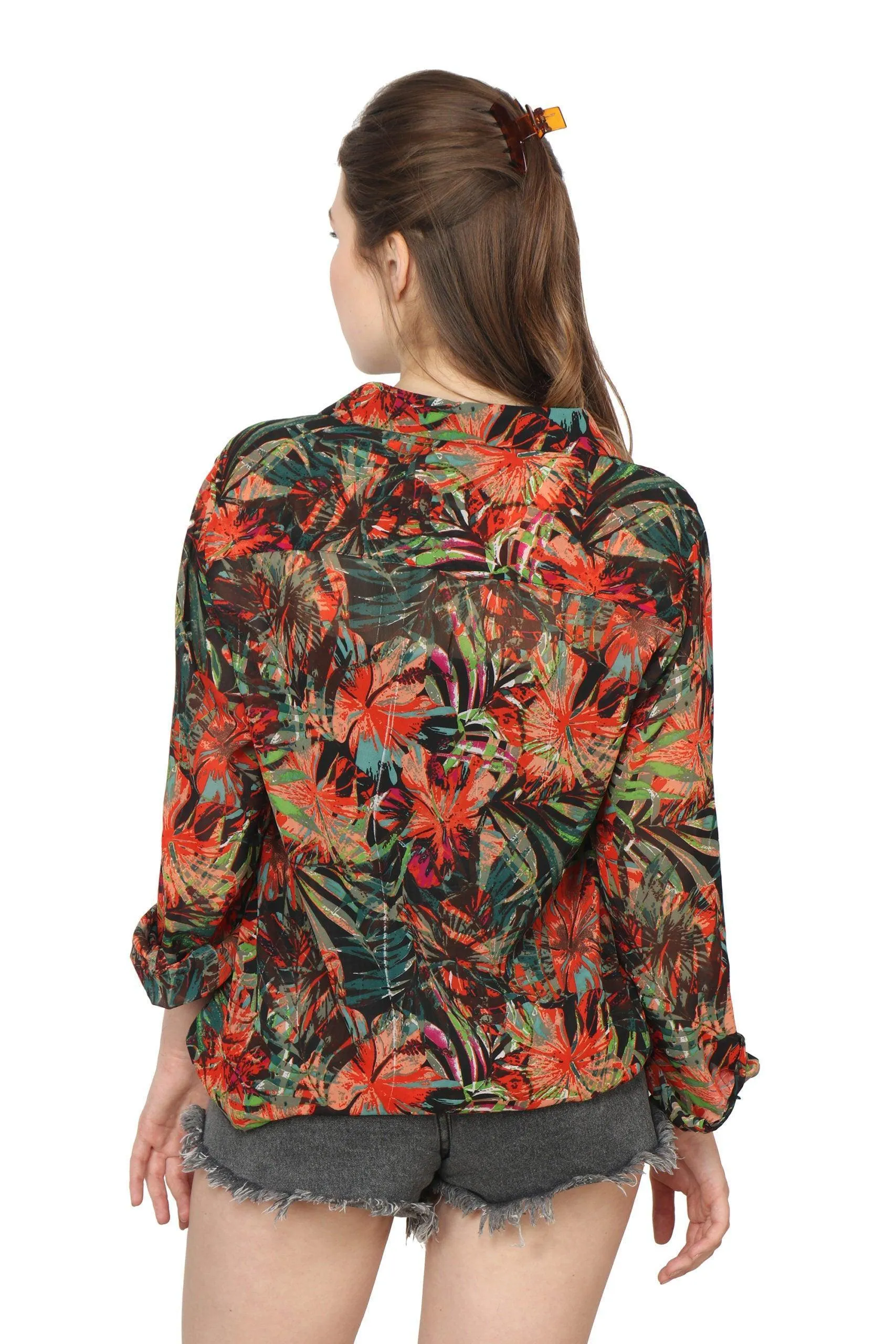 Multicolored Leaves Printed Shirt