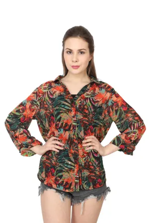 Multicolored Leaves Printed Shirt