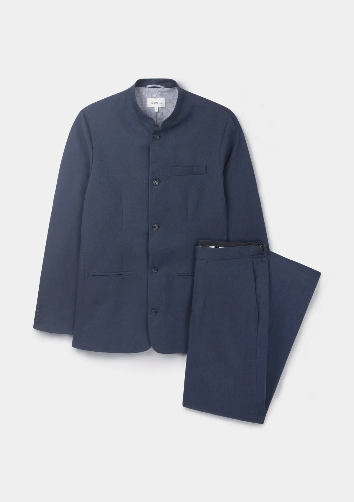 Navy Cotton Linen Nehru Jacket