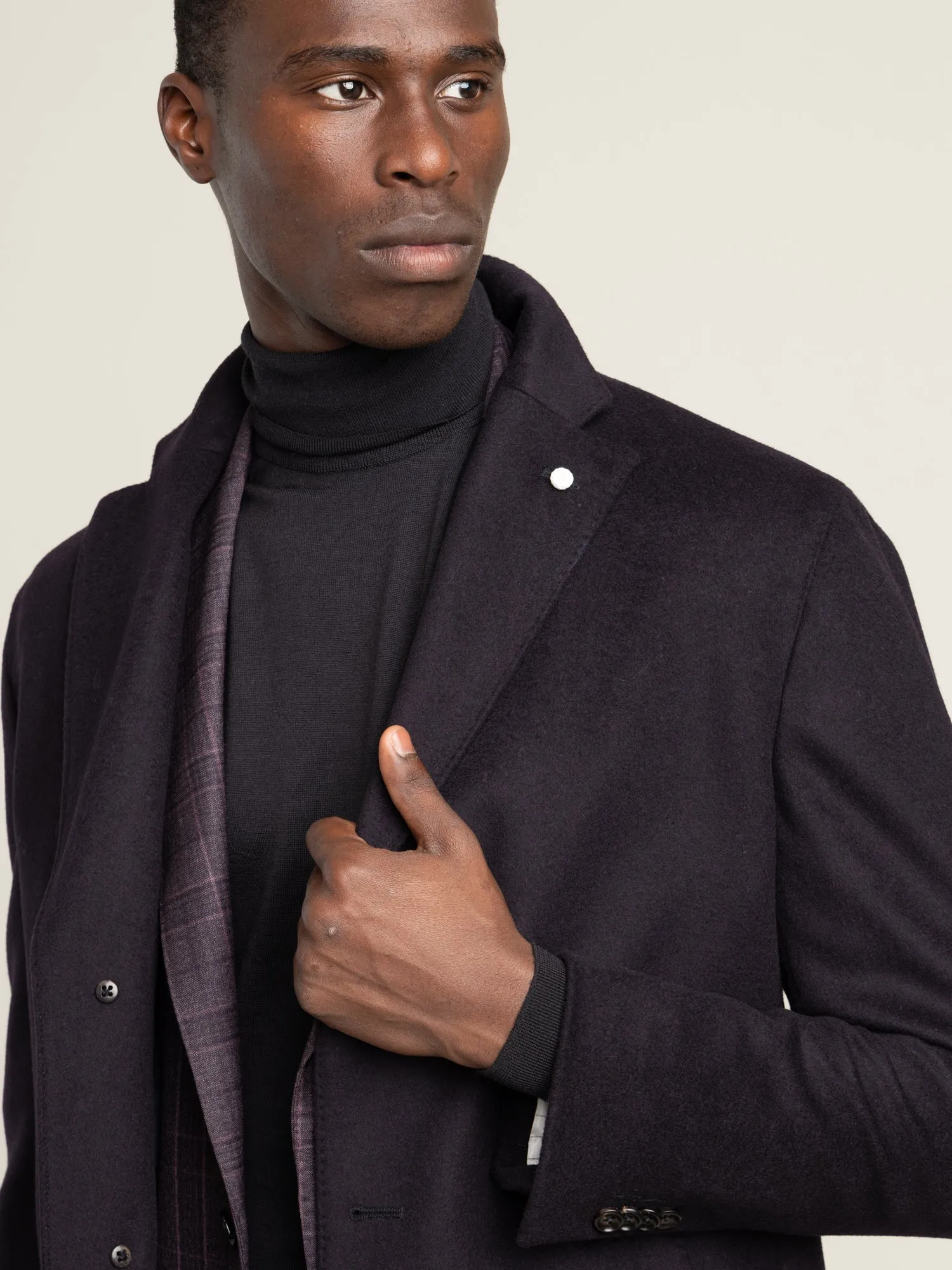 Navy Wool Cashmere Overcoat