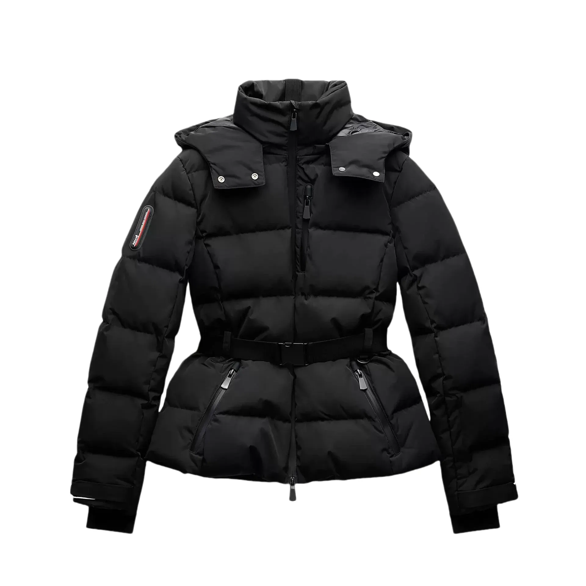 New Premium Women Waist with Belt Hooded down Cotton Jacket Commuting Warm Windproof Jacket