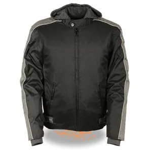 NexGen SH2034 Men's Black and Grey Nylon Racer Jacket with Hoodie