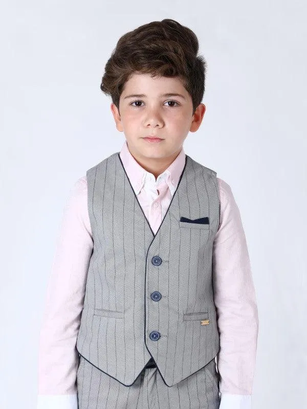 One Friday Grey Stripes Waistcoat