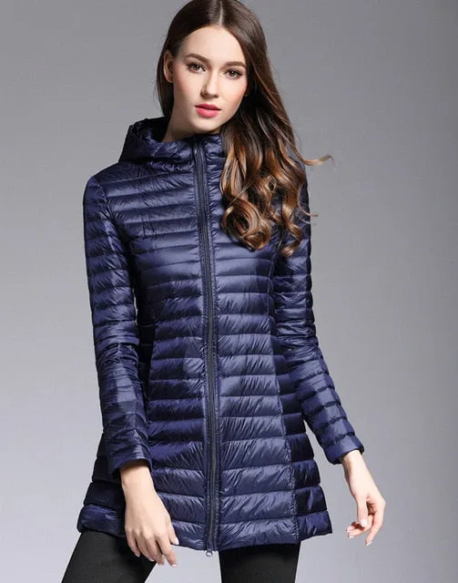 Padded Hooded Long Jacket Overcoat