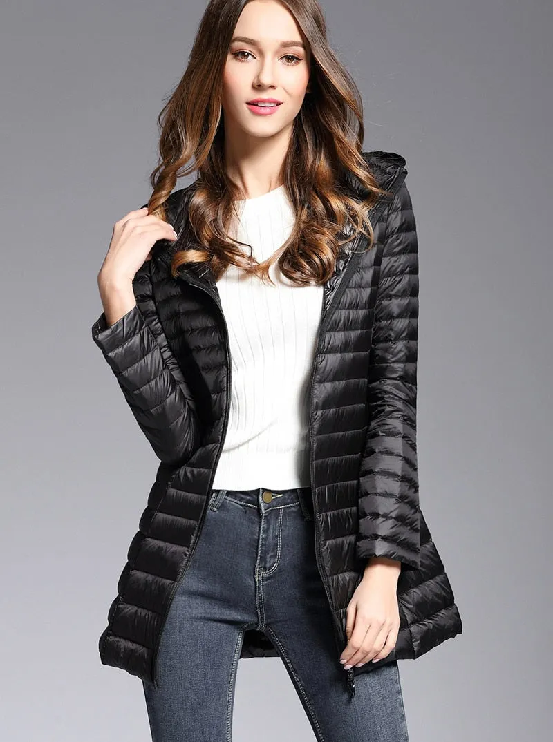 Padded Hooded Long Jacket Overcoat