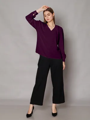 Purple Solid Relaxed Fit Top