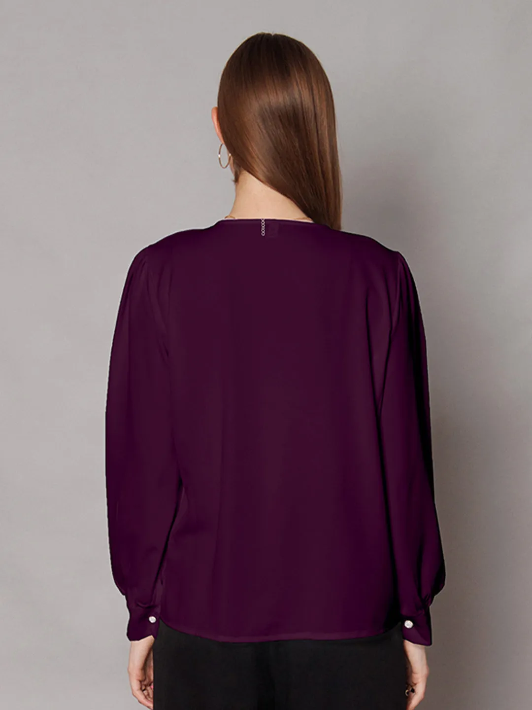 Purple Solid Relaxed Fit Top