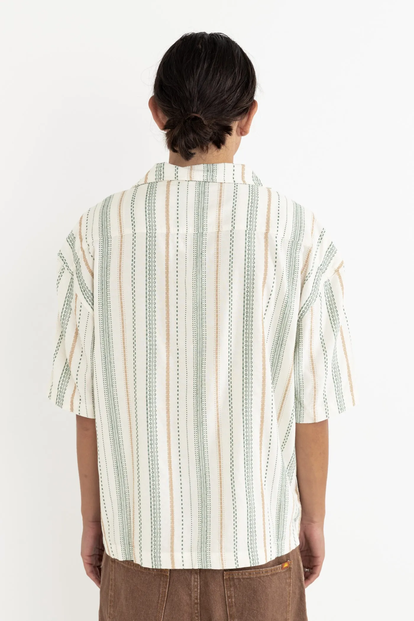 Relaxed Stripe Ss Shirt Olive